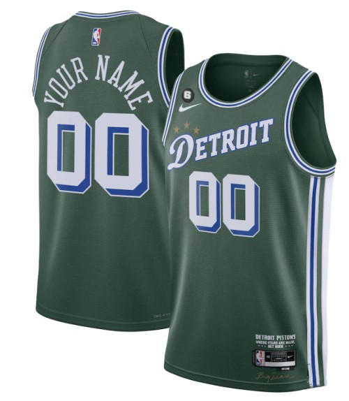 Men's Detroit Pistons Active Player custom Green 2022/23 City Edition With NO.6 Patch Stitched Jersey